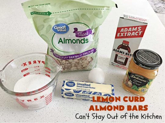 Lemon Curd Almond Bars | Can't Stay Out of the Kitchen | these drool-worthy #cookies are perfect for #holiday #baking & #Christmas or #NewYearsDay parties. #LemonCurd in the filling makes these goodies sensational. #dessert #HolidayDessert #LemonCurdDessert #almonds #AlmondDessert #LemonCurdAlmondBars