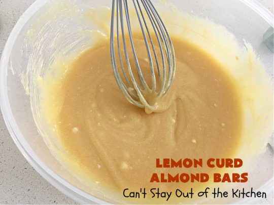 Lemon Curd Almond Bars | Can't Stay Out of the Kitchen | these drool-worthy #cookies are perfect for #holiday #baking & #Christmas or #NewYearsDay parties. #LemonCurd in the filling makes these goodies sensational. #dessert #HolidayDessert #LemonCurdDessert #almonds #AlmondDessert #LemonCurdAlmondBars