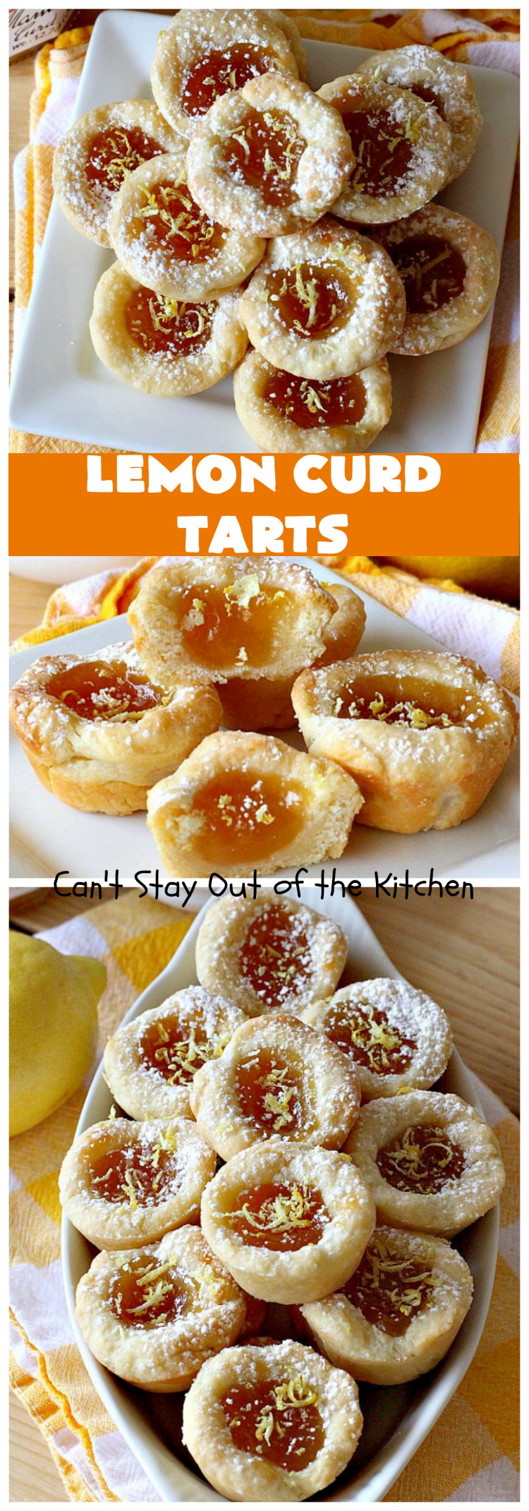 Lemon Curd Tarts | Can't Stay Out of the Kitchen | This awesome 6 ingredient #recipe is perfect for #holiday #baking & #ChristmasCookieExchanges. These festive #cookies are filled with #LemonCurd & are absolutely delightful. Every bite will have you drooling! #lemons #dessert #LemonDessert #LemonCurdTarts