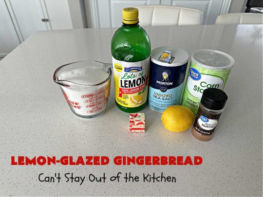 Lemon-Glazed Gingerbread | Can't Stay Out of the Kitchen | this delectable #gingerbread is served with a #LemonGlaze dolloped over top. One whiff of this #dessert #baking in your oven will have you swooning! Excellent #dessert for any occasion including #FallBaking, #Christmas #holidays or anytime you want a #GingerbreadDessert! #LemonGlazedGingerbread