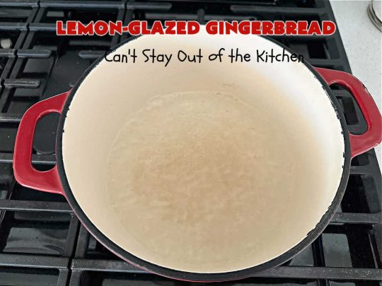 Lemon-Glazed Gingerbread | Can't Stay Out of the Kitchen | this delectable #gingerbread is served with a #LemonGlaze dolloped over top. One whiff of this #dessert #baking in your oven will have you swooning! Excellent #dessert for any occasion including #FallBaking, #Christmas #holidays or anytime you want a #GingerbreadDessert! #LemonGlazedGingerbread