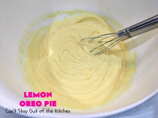 Lemon Oreo Pie | Can't Stay Out of the Kitchen | this luscious 5-ingredient #pie will knock your socks off! It's made with #LemonOreos & is perfect for a company or #holiday #dessert. #Lemon #Oreos #LemonOreoPie