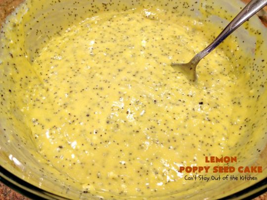 Lemon Poppy Seed Cake | Can't Stay Out of the Kitchen | this delicious #coffeecake starts with a boxed #cakemix. It's easy, lemony & absolutely mouthwatering. We serve it for #breakfast or as a #dessert. #Holiday #Lemon #poppyseeds #LemonCake #HolidayBreakfast #HolidayDessert #EasyLemonCake #LemonDessert #LemonCoffeeCake