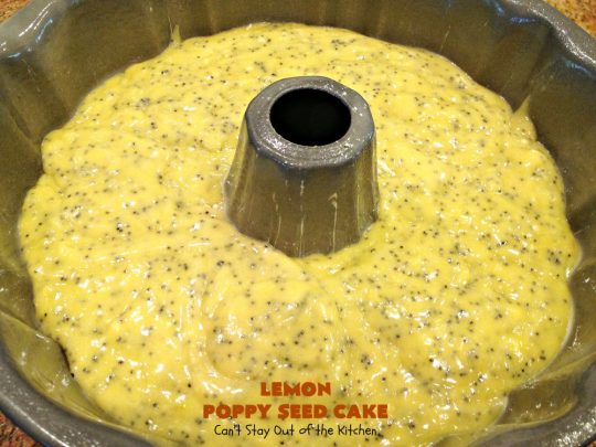 Lemon Poppy Seed Cake | Can't Stay Out of the Kitchen | this delicious #coffeecake starts with a boxed #cakemix. It's easy, lemony & absolutely mouthwatering. We serve it for #breakfast or as a #dessert. #Holiday #Lemon #poppyseeds #LemonCake #HolidayBreakfast #HolidayDessert #EasyLemonCake #LemonDessert #LemonCoffeeCake