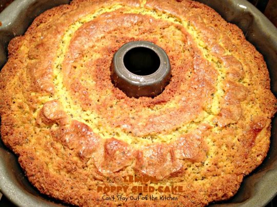 Lemon Poppy Seed Cake | Can't Stay Out of the Kitchen | this delicious #coffeecake starts with a boxed #cakemix. It's easy, lemony & absolutely mouthwatering. We serve it for #breakfast or as a #dessert. #Holiday #Lemon #poppyseeds #LemonCake #HolidayBreakfast #HolidayDessert #EasyLemonCake #LemonDessert #LemonCoffeeCake