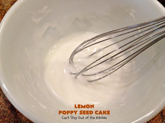 Lemon Poppy Seed Cake | Can't Stay Out of the Kitchen | this delicious #coffeecake starts with a boxed #cakemix. It's easy, lemony & absolutely mouthwatering. We serve it for #breakfast or as a #dessert. #Holiday #Lemon #poppyseeds #LemonCake #HolidayBreakfast #HolidayDessert #EasyLemonCake #LemonDessert #LemonCoffeeCake