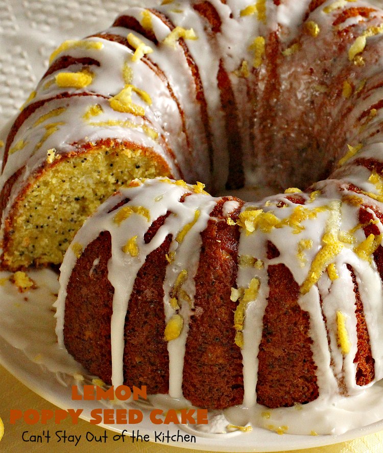 Lemon Poppy Seed Cake | Can't Stay Out of the Kitchen | this delicious #coffeecake starts with a boxed #cakemix. It's easy, lemony & absolutely mouthwatering. We serve it for #breakfast or as a #dessert. #Holiday #Lemon #poppyseeds #LemonCake #HolidayBreakfast #HolidayDessert #EasyLemonCake #LemonDessert #LemonCoffeeCake