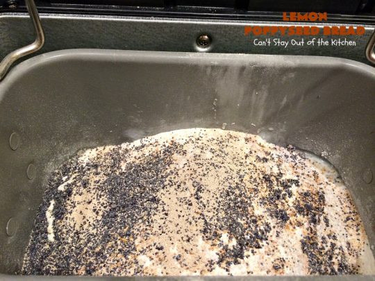 Lemon Poppyseed Bread | Can't Stay Out of the Kitchen | this delicious home-baked #bread is so easy since it's made in the #breadmaker. It's light and fluffy & terrific for #breakfast or dinner. #lemon #poppyseeds #LemonPoppySeedBread