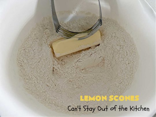 Lemon Scones | Can't Stay Out of the Kitchen | these luscious #scones include #LemonZest #CandiedLemonPeel & #LemonJuice! Yes, they're delightfully lemony & marvelous for a weekend, #holiday or company #breakfast or #brunch. If you enjoy #lemon anything, these sweet #LemonScones will cure any sweet tooth craving. #HolidayBreakfast #ParadiseFruit