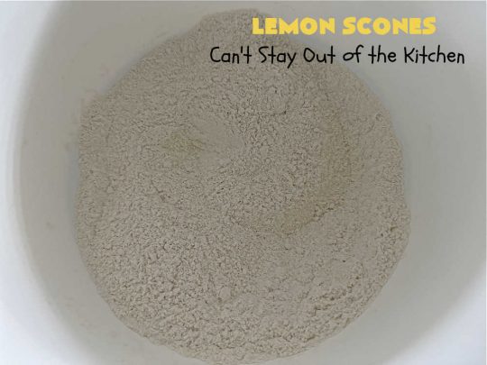 Lemon Scones | Can't Stay Out of the Kitchen | these luscious #scones include #LemonZest #CandiedLemonPeel & #LemonJuice! Yes, they're delightfully lemony & marvelous for a weekend, #holiday or company #breakfast or #brunch. If you enjoy #lemon anything, these sweet #LemonScones will cure any sweet tooth craving. #HolidayBreakfast #ParadiseFruit