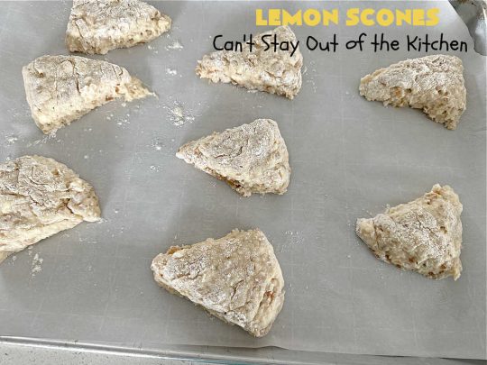 Lemon Scones | Can't Stay Out of the Kitchen | these luscious #scones include #LemonZest #CandiedLemonPeel & #LemonJuice! Yes, they're delightfully lemony & marvelous for a weekend, #holiday or company #breakfast or #brunch. If you enjoy #lemon anything, these sweet #LemonScones will cure any sweet tooth craving. #HolidayBreakfast #ParadiseFruit