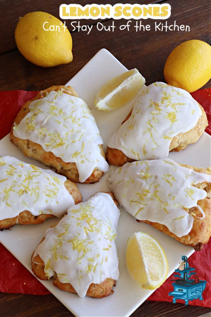 Lemon Scones | Can't Stay Out of the Kitchen | these luscious #scones include #LemonZest #CandiedLemonPeel & #LemonJuice! Yes, they're delightfully lemony & marvelous for a weekend, #holiday or company #breakfast or #brunch. If you enjoy #lemon anything, these sweet #LemonScones will cure any sweet tooth craving. #HolidayBreakfast #ParadiseFruitLemon Scones | Can't Stay Out of the Kitchen | these luscious #scones include #LemonZest #CandiedLemonPeel & #LemonJuice! Yes, they're delightfully lemony & marvelous for a weekend, #holiday or company #breakfast or #brunch. If you enjoy #lemon anything, these sweet #LemonScones will cure any sweet tooth craving. #HolidayBreakfast #ParadiseFruit