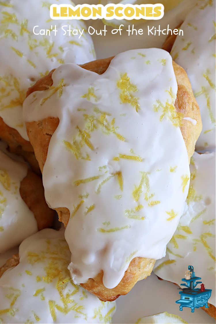 Lemon Scones | Can't Stay Out of the Kitchen | these luscious #scones include #LemonZest #CandiedLemonPeel & #LemonJuice! Yes, they're delightfully lemony & marvelous for a weekend, #holiday or company #breakfast or #brunch. If you enjoy #lemon anything, these sweet #LemonScones will cure any sweet tooth craving. #HolidayBreakfast #ParadiseFruit