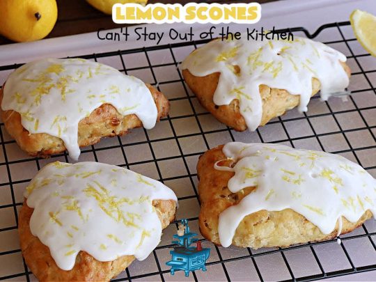Lemon Scones | Can't Stay Out of the Kitchen | these luscious #scones include #LemonZest #CandiedLemonPeel & #LemonJuice! Yes, they're delightfully lemony & marvelous for a weekend, #holiday or company #breakfast or #brunch. If you enjoy #lemon anything, these sweet #LemonScones will cure any sweet tooth craving. #HolidayBreakfast #ParadiseFruit