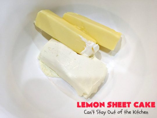 Lemon Sheet Cake | Can't Stay Out of the Kitchen | this delicious #lemon #cake uses only 8 ingredients for the cake & the icing. It's so easy, yet has a luscious lemony taste to die for! The #CreamCheese icing is wonderful. #dessert #tailgating #LemonDessert #LemonSheetCake #Holiday #HolidayDessert