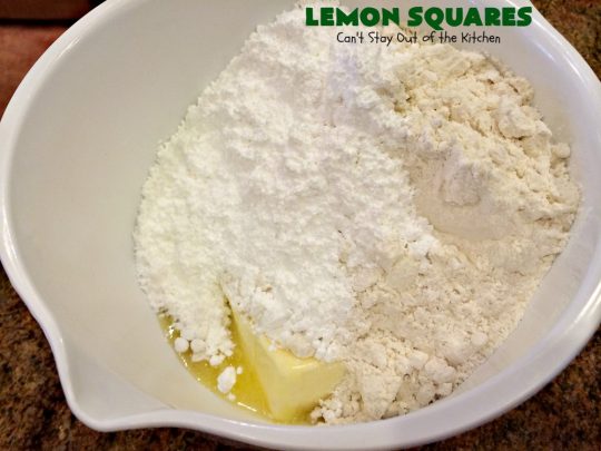 Lemon Squares | Can't Stay Out of the Kitchen | this ooey, gooey, lemony, decadent #dessert has always been my son's favorite #cookie #recipe. We've always loved making them for the #Christmas #holidays. This easy & economical dessert will have you drooling from the first bite! #lemon #LemonSquares #LemonDessert #HolidayDessert