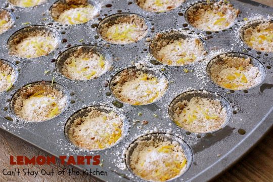 Lemon Tarts | Can't Stay Out of the Kitchen | these amazing #cookies are seriously addictive. You can't stop after eating just one! Terrific for #holiday or #tailgating parties, potlucks or any occasion. #lemon #LemonTarts #dessert #LemonDessert
