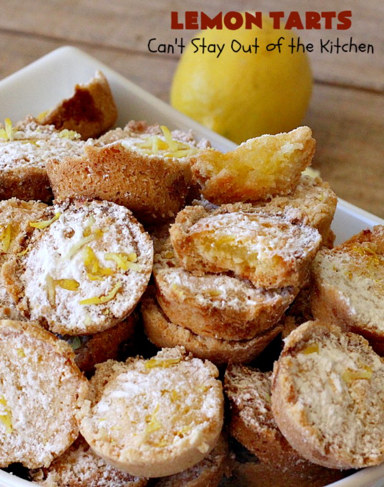 Lemon Tarts | Can't Stay Out of the Kitchen | these amazing #cookies are seriously addictive. You can't stop after eating just one! Terrific for #holiday or #tailgating parties, potlucks or any occasion. #lemon #LemonTarts #dessert #LemonDessert