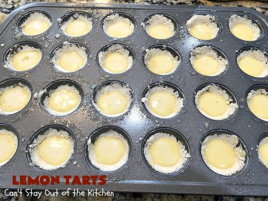 Lemon Tarts | Can't Stay Out of the Kitchen | these amazing #cookies are seriously addictive. You can't stop after eating just one! Terrific for #holiday or #tailgating parties, potlucks or any occasion. #lemon #LemonTarts #dessert #LemonDessert
