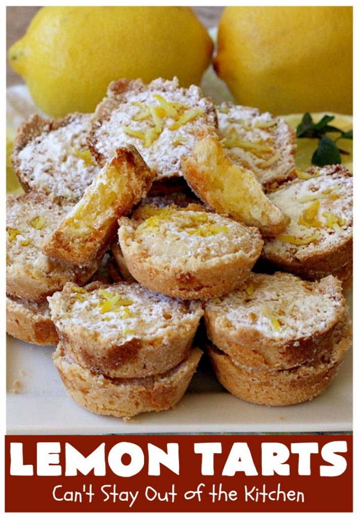 Lemon Tarts | Can't Stay Out of the Kitchen | these amazing #cookies are seriously addictive. You can't stop after eating just one! Terrific for #holiday or #tailgating parties, potlucks or any occasion. #lemon #LemonTarts #dessert #LemonDessert