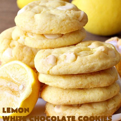 Lemon White Chocolate Cookies | Can't Stay Out of the Kitchen | super easy 4-ingredient #recipe with a #lemon #CakeMix & #WhiteChocolateChips Wonderful for #tailgating parties, potlucks & summer #holiday fun like #FourthOfJuly. #chocolate #cookies #LemonDessert #ChocolateDessert #LemonWhiteChocolateCookies