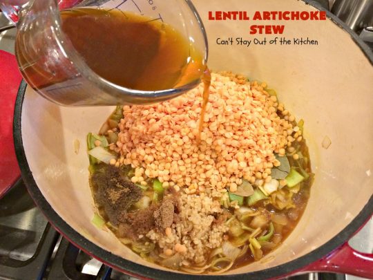 Lentil Artichoke Stew | Can't Stay Out of the Kitchen | This delectable #stew is filled with #lentils #tomatoes & #artichokes. It's wonderful comfort food for #fall or #winter. #vegan #glutenfree #cleaneating