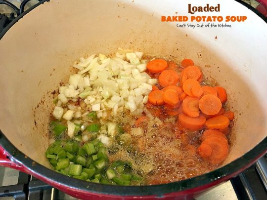 Loaded Baked Potato Soup | Can't Stay Out of the Kitchen | This #Disney copycat recipe is one of the most awesome #soup recipes ever. Loaded with #bacon, #cheddarcheese and red #potatoes.