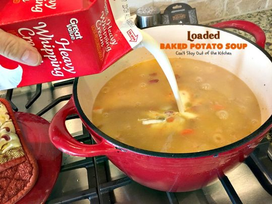 Loaded Baked Potato Soup | Can't Stay Out of the Kitchen | This #Disney copycat recipe is one of the most awesome #soup recipes ever. Loaded with #bacon, #cheddarcheese and red #potatoes.