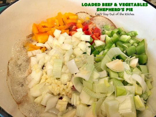 Loaded Beef and Vegetables Shepherd's Pie | Can't Stay Out of the Kitchen | this #casserole is an amazing #shepherdspie recipe. It makes 2 casseroles. One for now and one to freeze for later. #beef #cheese #glutenfree #shepherdspie #mashedpotatoes 