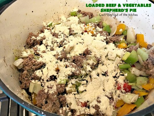 Loaded Beef and Vegetables Shepherd's Pie | Can't Stay Out of the Kitchen | this #casserole is an amazing #shepherdspie recipe. It makes 2 casseroles. One for now and one to freeze for later. #beef #cheese #glutenfree #shepherdspie #mashedpotatoes 