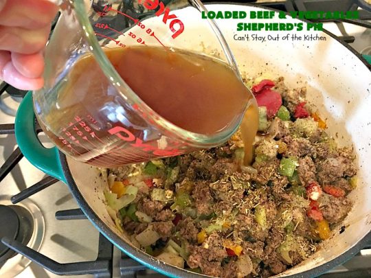 Loaded Beef and Vegetables Shepherd's Pie | Can't Stay Out of the Kitchen | this #casserole is an amazing #shepherdspie recipe. It makes 2 casseroles. One for now and one to freeze for later. #beef #cheese #glutenfree #shepherdspie #mashedpotatoes 