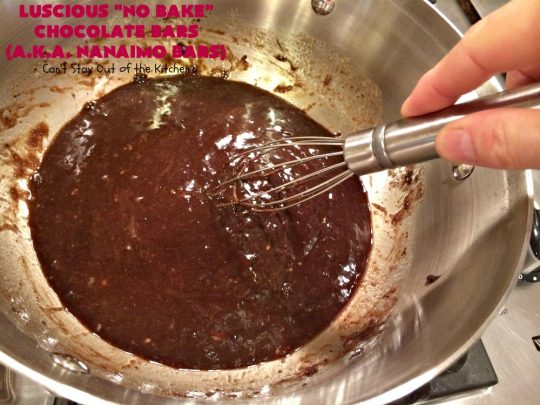 Luscious No Bake Chocolate Bars - Nanaimo Bars | Can't Stay Out of the Kitchen | this #dessert is sinfully rich & so decadent. Every bite will have you drooling. It's the perfect #brownie to wow your family & friends. #FathersDay #FathersDayDessert #Chocolate #cookie #ChocolateDessert #NanaimoBars #Canada #coconut #NoBakeDessert #LusciousNoBakeChocolateBars #holiday #HolidayDessert