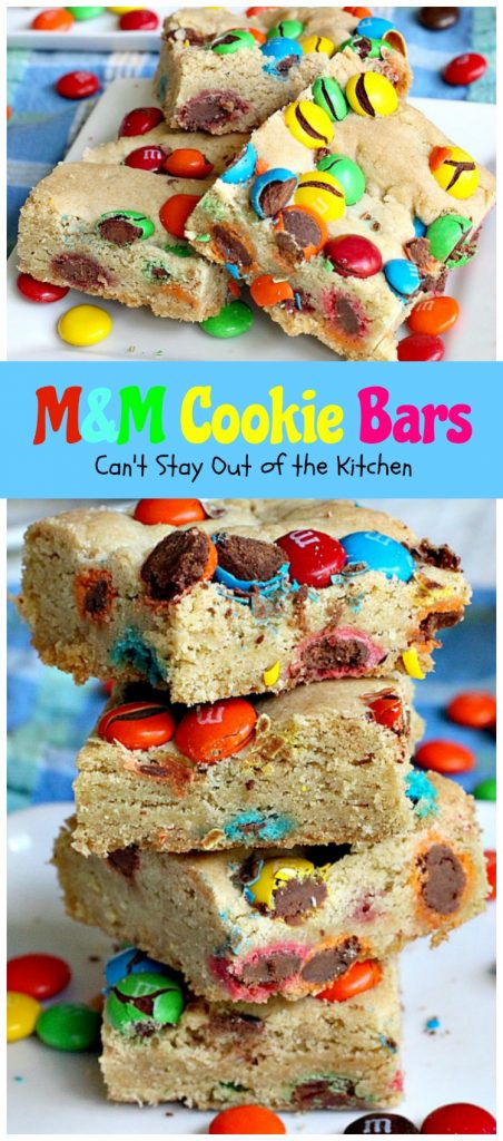 M&M Cookie Bars | Can't Stay Out of the Kitchen