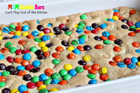 M&M Cookie Bars | Can't Stay Out of the Kitchen | these #brownies are so delectable you won't be able to stop eating them! #M&Ms #cookie #dessert #tailgating