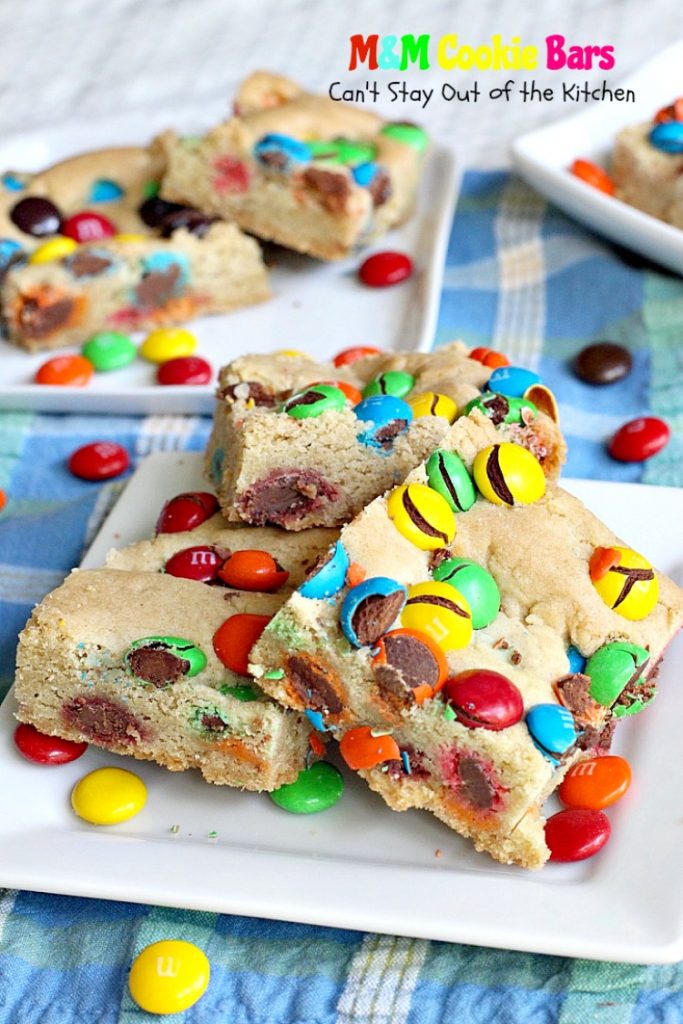 M&M Cookie Bars | Can't Stay Out of the Kitchen | these #brownies are so delectable you won't be able to stop eating them! #M&Ms #cookie #dessert #tailgating