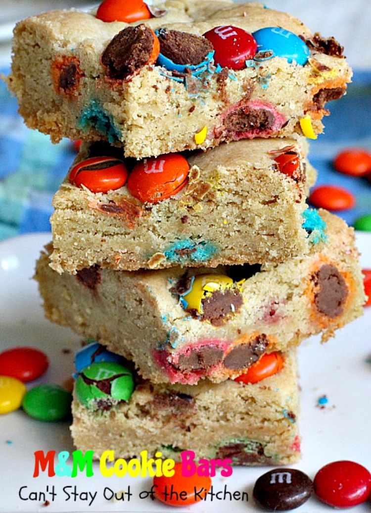 M&M Cookie Bars | Can't Stay Out of the Kitchen