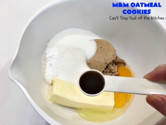 M&M Oatmeal Cookies | Can't Stay Out of the Kitchen | we had people tell us these were the BEST #cookies they've ever eaten after sampling these delicious jewels! So, so good. #M&Ms #OatmealCookies #coconut #pecans #chocolate #Tailgating #ChocolateDessert #M&MDessert #dessert #M&MCookies #M&MOatmealCookies