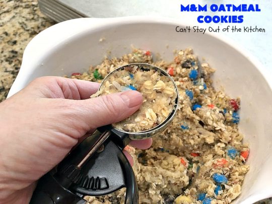 M&M Oatmeal Cookies | Can't Stay Out of the Kitchen | we had people tell us these were the BEST #cookies they've ever eaten after sampling these delicious jewels! So, so good. #M&Ms #OatmealCookies #coconut #pecans #chocolate #Tailgating #ChocolateDessert #M&MDessert #dessert #M&MCookies #M&MOatmealCookies