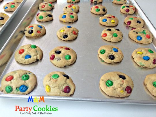 M&M Party Cookies | Can't Stay Out of the Kitchen | sensational #cookies that are great for #holiday parties, #tailgating, or any time you need a #chocolate or #M&M fix! #dessert