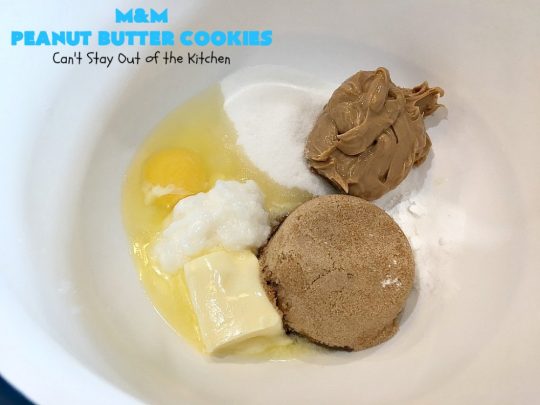 M&M Peanut Butter Cookies | Can't Stay Out of the Kitchen | these spectacular #cookies are divine! They're filled with #PeanutButter and #MMs! What's not to love? They'll cure any sweet tooth craving. Wonderful for #holiday #baking & #ChristmasCookieExchanges. #chocolate #PeanutButterCookies #ChocolateDessert #PeanutButterDessert #MMDessert #MMPeanutButterCookies