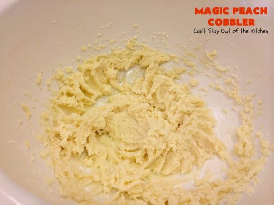 Magic Peach Cobbler | Can't Stay Out of the Kitchen | This spectacular #peachcobbler is divine! Boiling water is poured over the cobbler before baking & it turns out magically! Best #Peach #cobbler ever! #dessert
