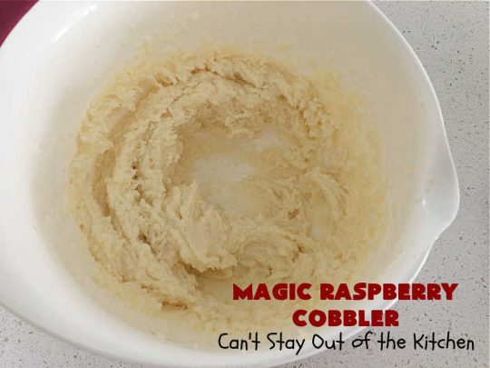 Magic Raspberry Cobbler | Can't Stay Out of the Kitchen | this scrumptious #cobbler is awesome. The ingredients are layered rather than mixed & while baking everything "magically" comes together in one of the best #RaspberryCobbler #recipes ever! Fantastic #dessert for family gatherings, company dinners or potlucks. #raspberries #MagicRaspberryCobbler