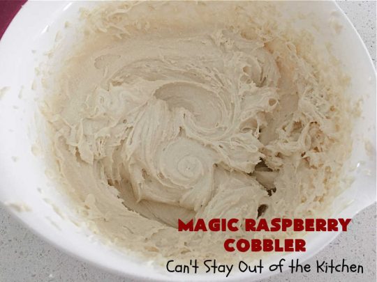 Magic Raspberry Cobbler | Can't Stay Out of the Kitchen | this scrumptious #cobbler is awesome. The ingredients are layered rather than mixed & while baking everything "magically" comes together in one of the best #RaspberryCobbler #recipes ever! Fantastic #dessert for family gatherings, company dinners or potlucks. #raspberries #MagicRaspberryCobbler