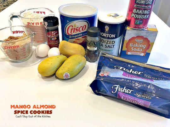 Mango Almond Spice Cookies | Can't Stay Out of the Kitchen | these amazing #cookies are heavenly. The #Lemon Buttercream Frosting is divine. Perfect for summer holidays, backyard barbecues & potlucks. #dessert #mangos
