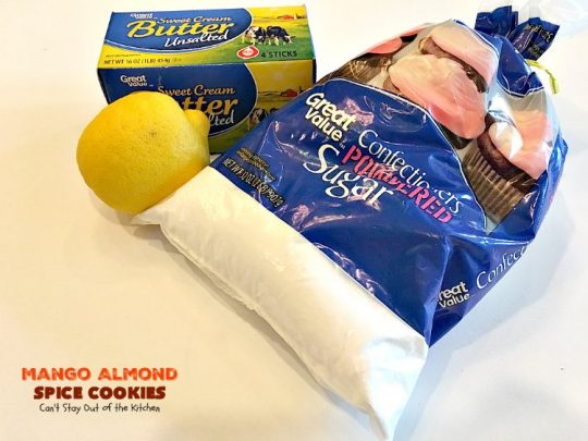 Mango Almond Spice Cookies | Can't Stay Out of the Kitchen | these amazing #cookies are heavenly. The #Lemon Buttercream Frosting is divine. Perfect for summer holidays, backyard barbecues & potlucks. #dessert #mangos