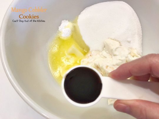 Mango Cobbler Cookies | Can't Stay Out of the Kitchen | these delightful #cookies use #mangos and #GreekYogurt and taste like eating a mango cobbler! Terrific #dessert.