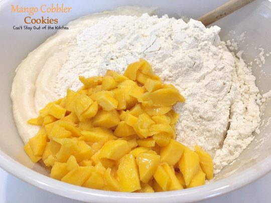 Mango Cobbler Cookies | Can't Stay Out of the Kitchen | these delightful #cookies use #mangos and #GreekYogurt and taste like eating a mango cobbler! Terrific #dessert.