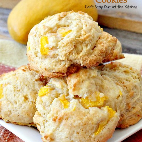 Mango Cobbler Cookies | Can't Stay Out of the Kitchen | these delightful #cookies use #mangos and #GreekYogurt and taste like eating a mango cobbler! Terrific #dessert.