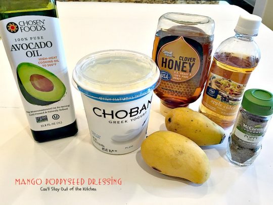 Mango Poppyseed Dressing | Can't Stay Out of the Kitchen | this wonderful #saladdressing is made with healthy #cleaneating ingredients. Delicious over any type of tossed #salad. #Greekyogurt #mangos