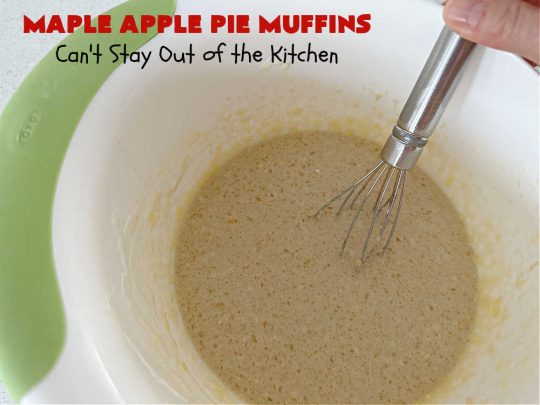 Maple Apple Pie Muffins | Can't Stay Out of the Kitchen | these scrumptious #muffins are heavenly! #MapleSyrup & #MapleExtract make them pop in flavor. Sour cream keeps them moist rather than dry and #pecans add a delicious crunchiness. #Apples make them taste like #ApplePie! Terrific for a weekend, company or #holiday #breakfast #MapleApplePieMuffins